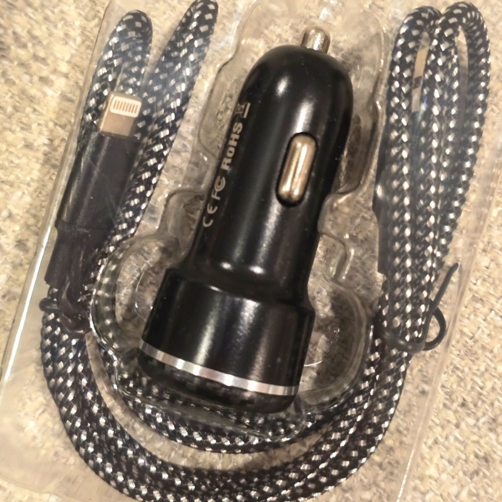Black Car Charger with Cable